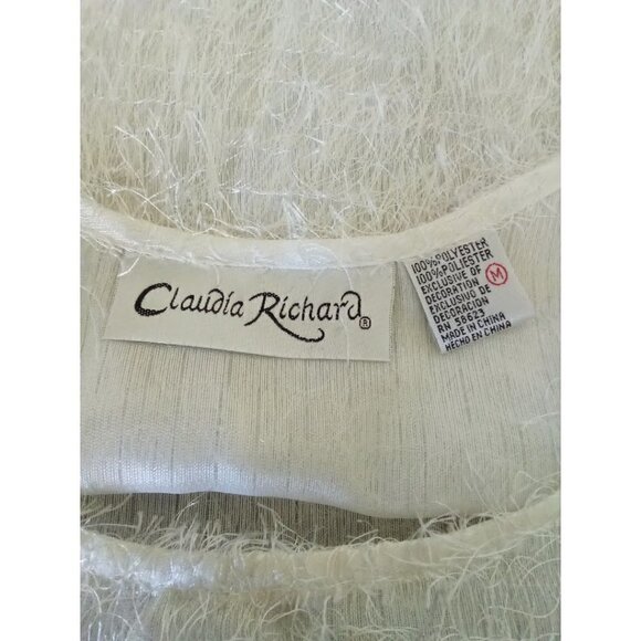 CLAUDIA Richard Vintage Eyelash Sheer Sleeveless Tank Top Sz M - Picture 4 of 5